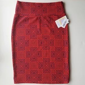 New! LuLaROE Cassie Navy Blue & Red Pencil Knee Length Stretchy Skirt Sz Medium